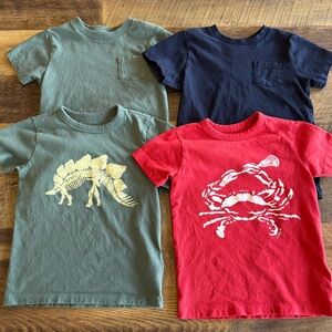 J Crew Crewcuts Set of Boys Graphic T-Shirts - Red Crab and Green Dinosaur